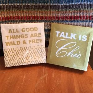 Chic & Sassy Sophisticated & Sparkle Canvas Signs Home Decor 6" x 6" NWT